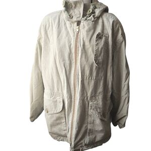 London Fog Light Tan Hooded Utility Jacket SIZE Medium